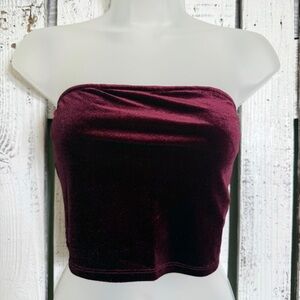 Forever 21 Velvet Gothic Tube Top Burgundy Jr Size Medium No Slip Vamp Goth Glam